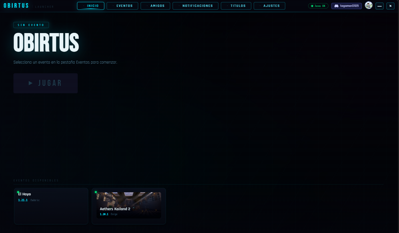 Captura del launcher OBIRTUS